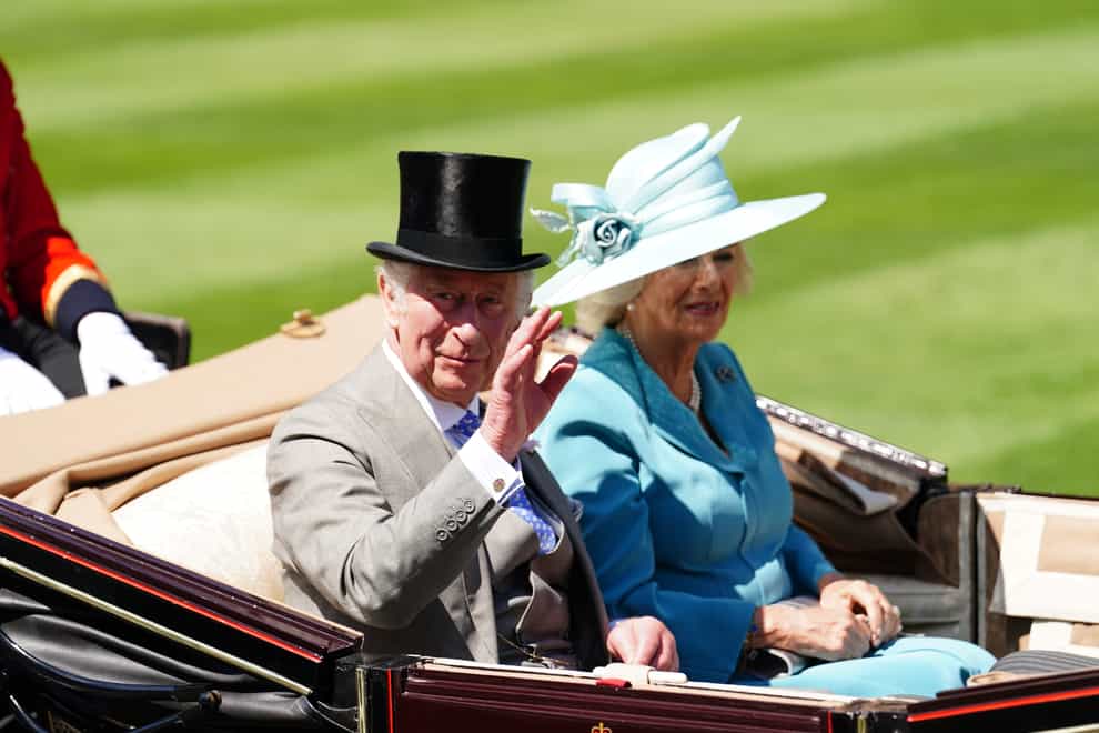 The Prince of Wales and the Duchess of Cornwall arrived by carriage during the Royal Procession ahead of day one of Royal Ascot (David Davies/PA)