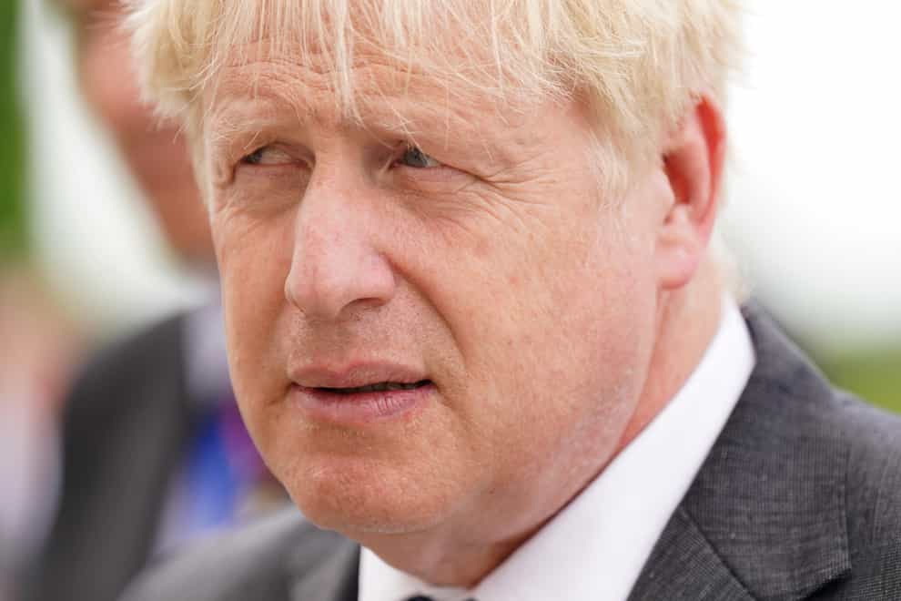 Prime Minister Boris Johnson at the National Memorial Arboretum in Alrewas, Staffordshire before a service to mark the 40th anniversary of the liberation of the Falkland Islands. Picture date: Tuesday June 14, 2022.