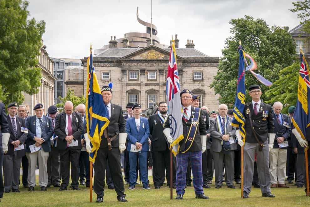 Falklands veterans and members of the wider armed forces community, remember the 40th anniversary of the end of the conflict, during a parade and service of remembrance in Edinburgh. Picture date: Saturday June 18, 2022.