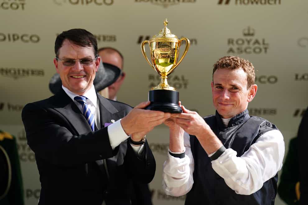 Trainer Aidan O’Brien (left) and jockey Ryan Moore took Royal Ascot honours, highlighted by Gold Cup success with Kyprios (David Davies/PA)