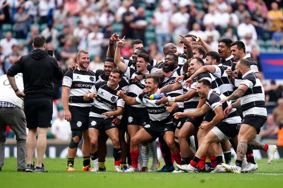 Barbarians players celebrate after victory at Twickenham (Mike Egerton/PA)