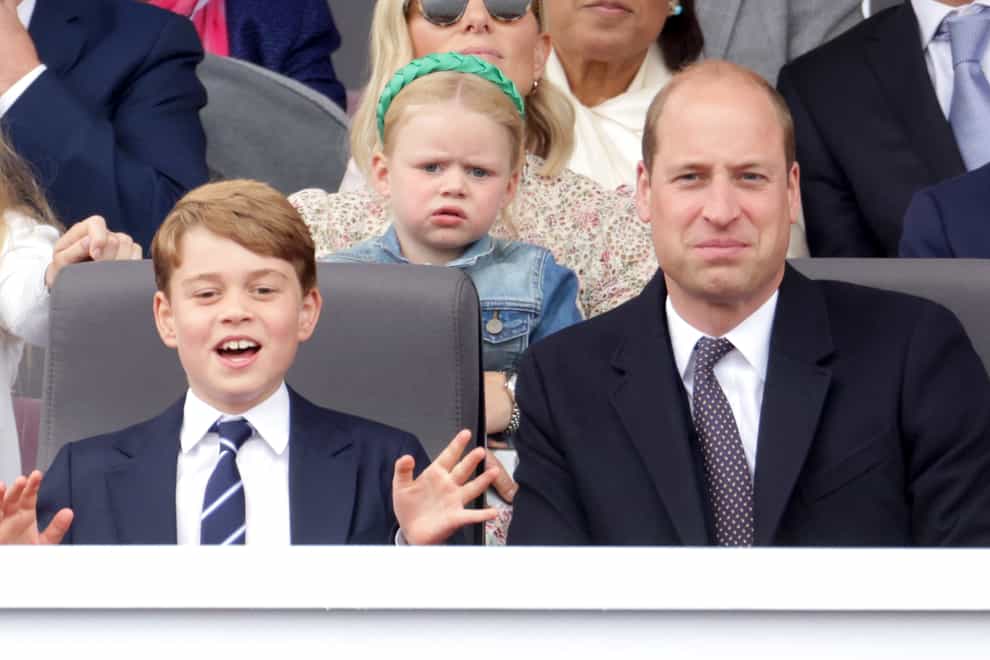 Prince George and the Duke of Cambridge during the Platinum Jubilee Pageant (Chris Jackson/PA)