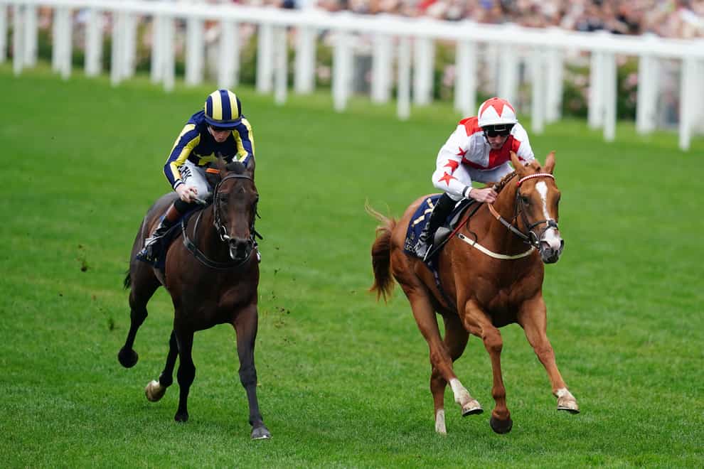 Pearling Path (left) chases Holloway Boy in the Chesham Stakes at Royal Ascot (David Davies/PA)