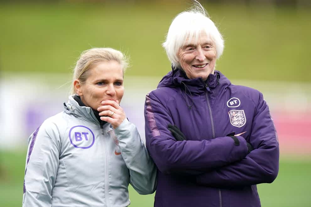 Baroness Sue Campbell with England manager Sarina Wiegman. (Tim Goode/PA)