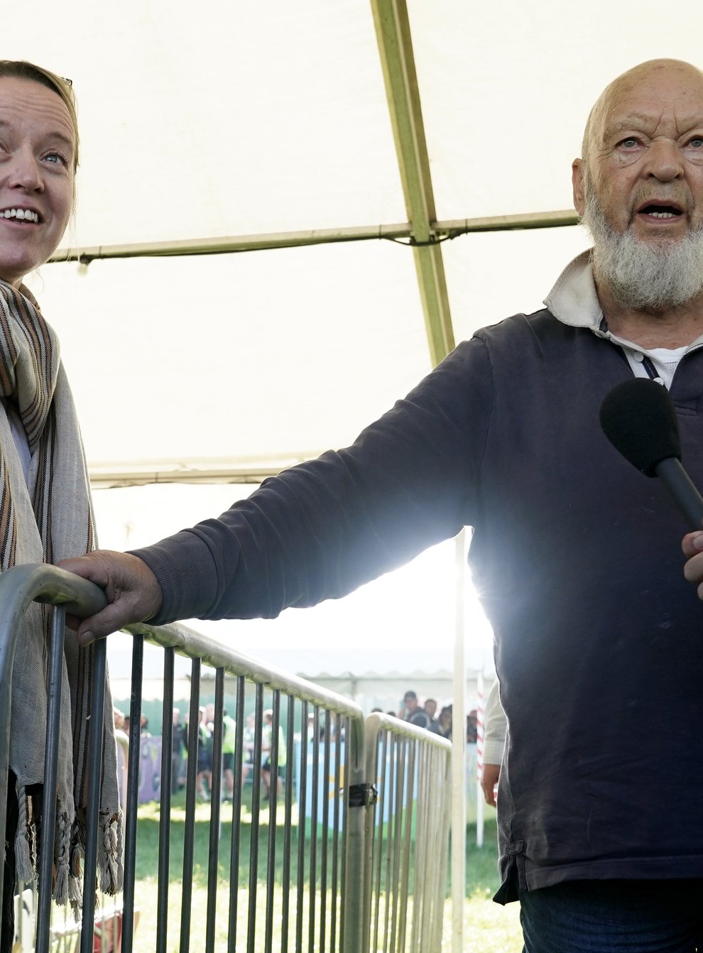 Glastonbury organisers Michael and Emily Eavis greeted ticket-holders as the gates opened for this year’s festival (Yui Mok/PA)