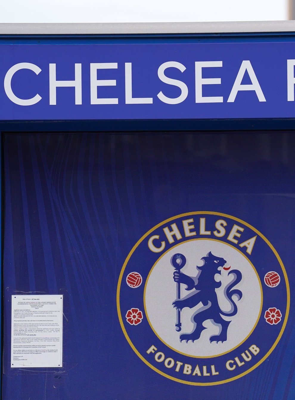 A programme stall outside Stamford Bridge, home of Chelsea FC (PA)