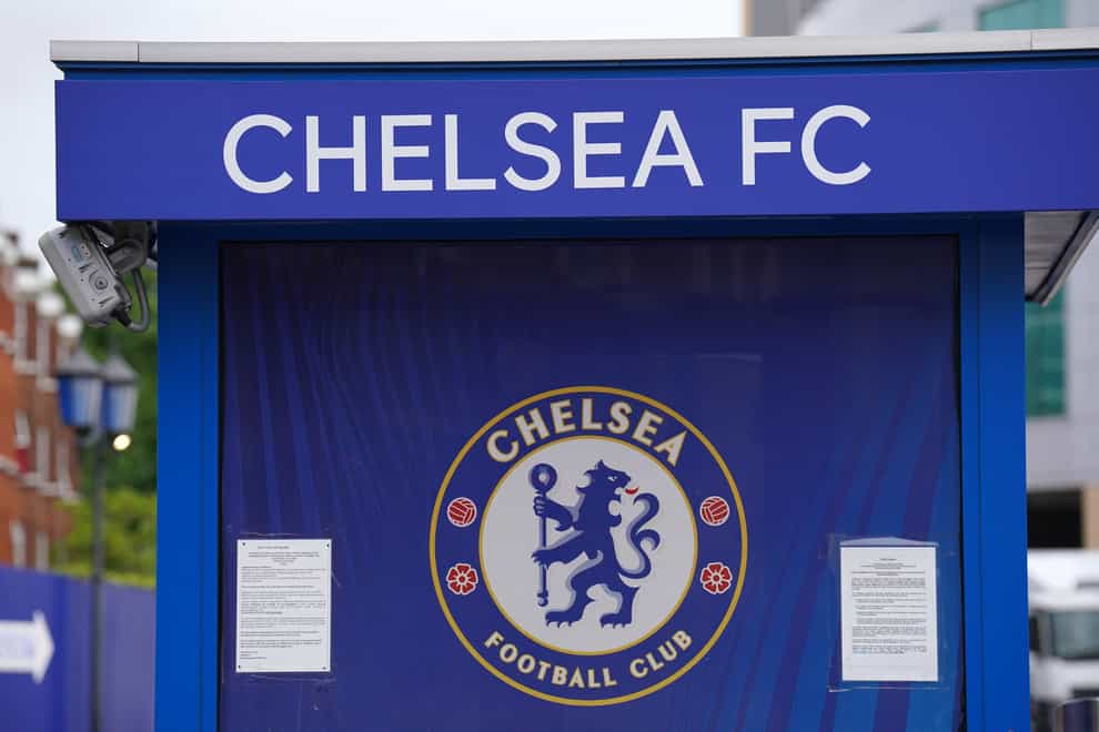 A programme stall outside Stamford Bridge, home of Chelsea FC (PA)