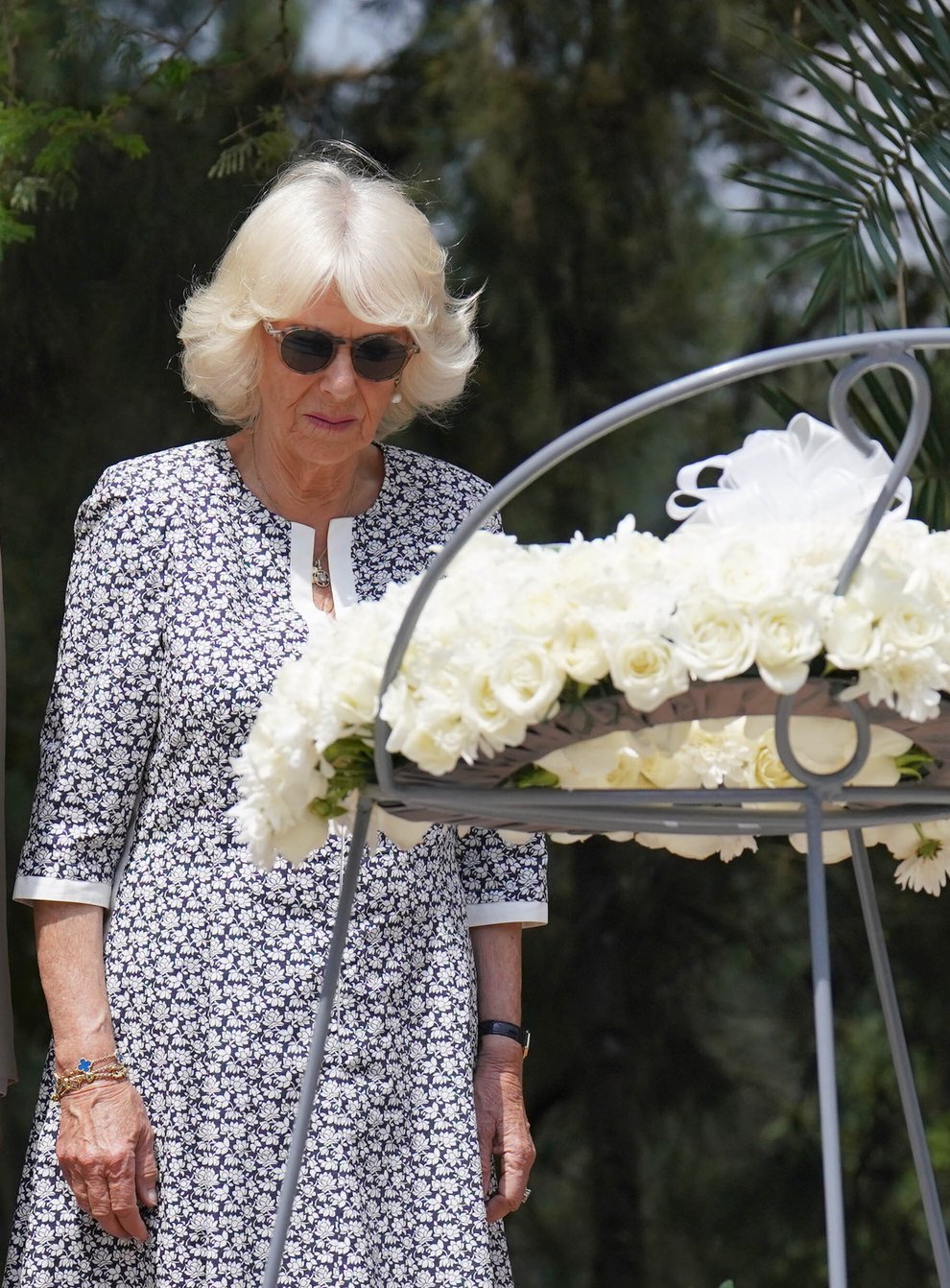 The Prince of Wales and the Duchess of Cornwall after laying a wreath at the Kigali Genocide Memorial (Jonathan Brady/PA)