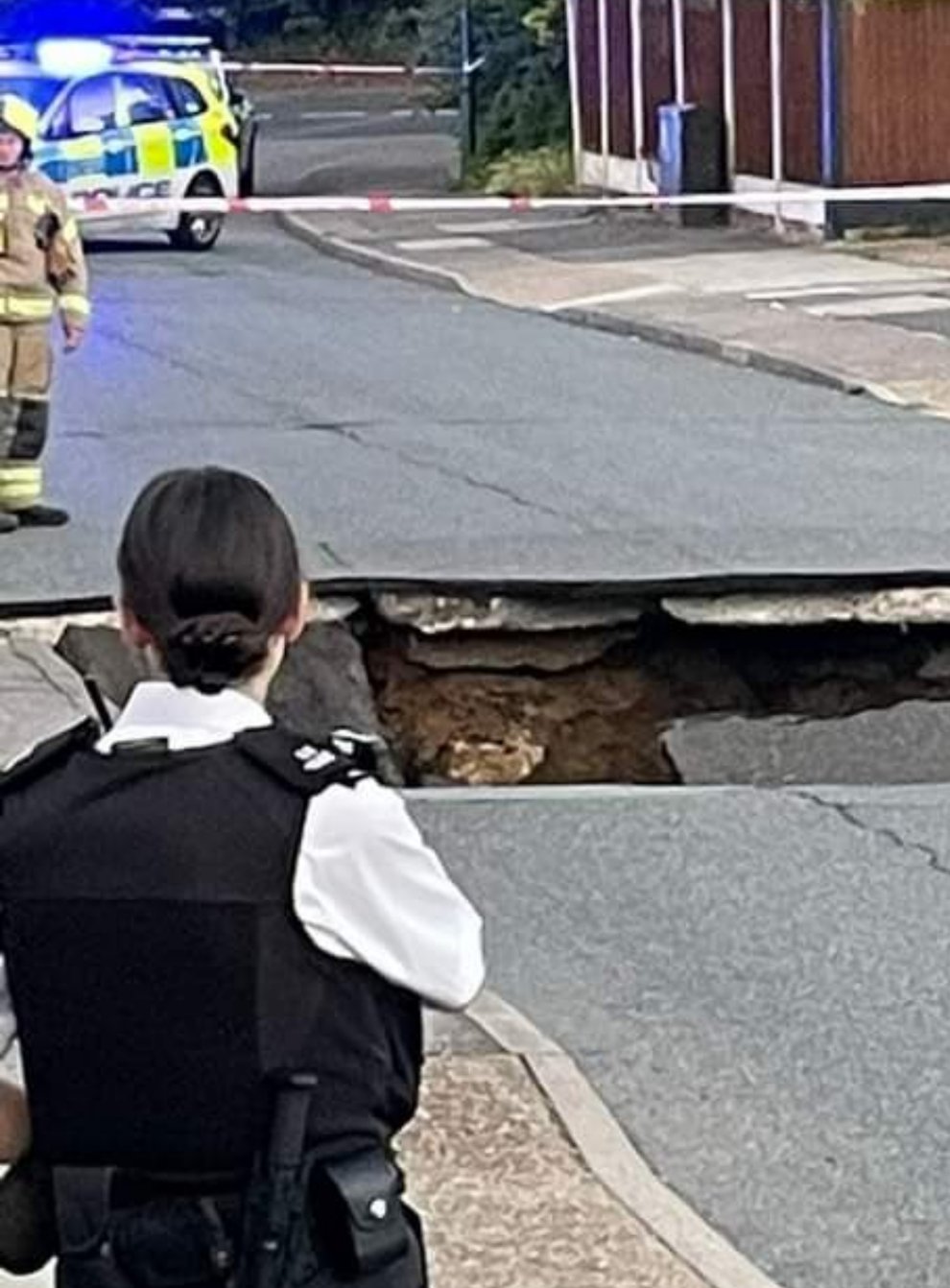 Liam Edwards, who lives on Leysdown Avenue, said he heard a massive thud as part of the road next to his collapsed (Liam Edwards/PA)