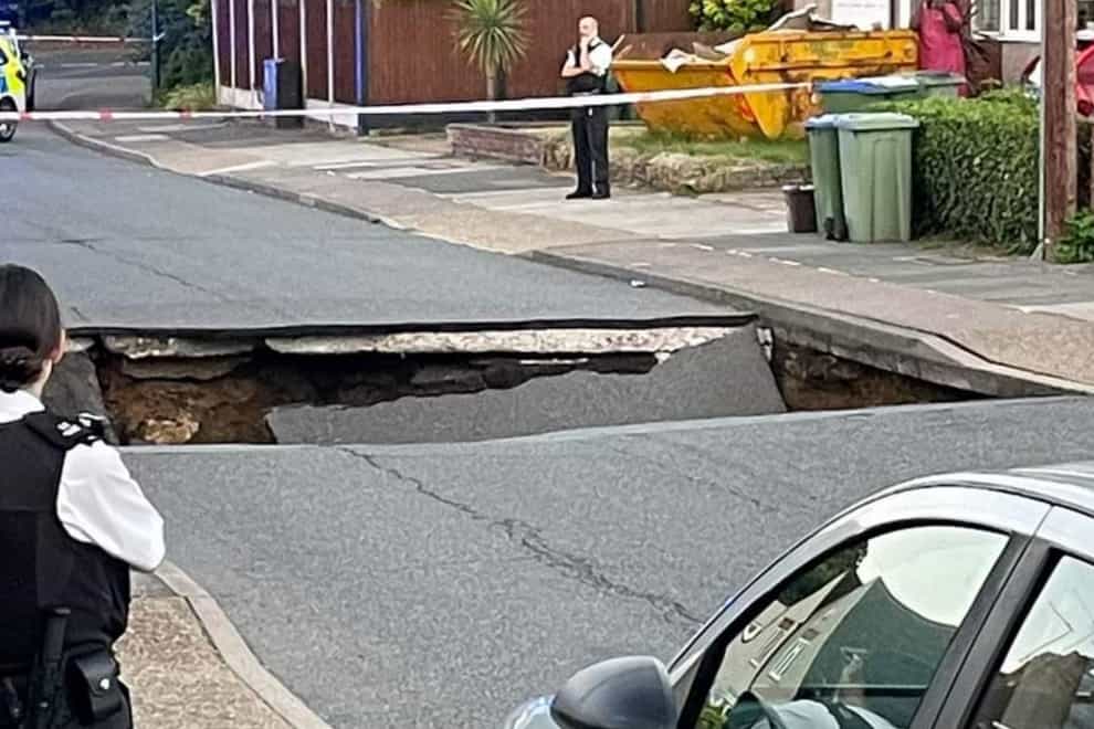 Liam Edwards, who lives on Leysdown Avenue, said he heard a massive thud as part of the road next to his collapsed (Liam Edwards/PA)