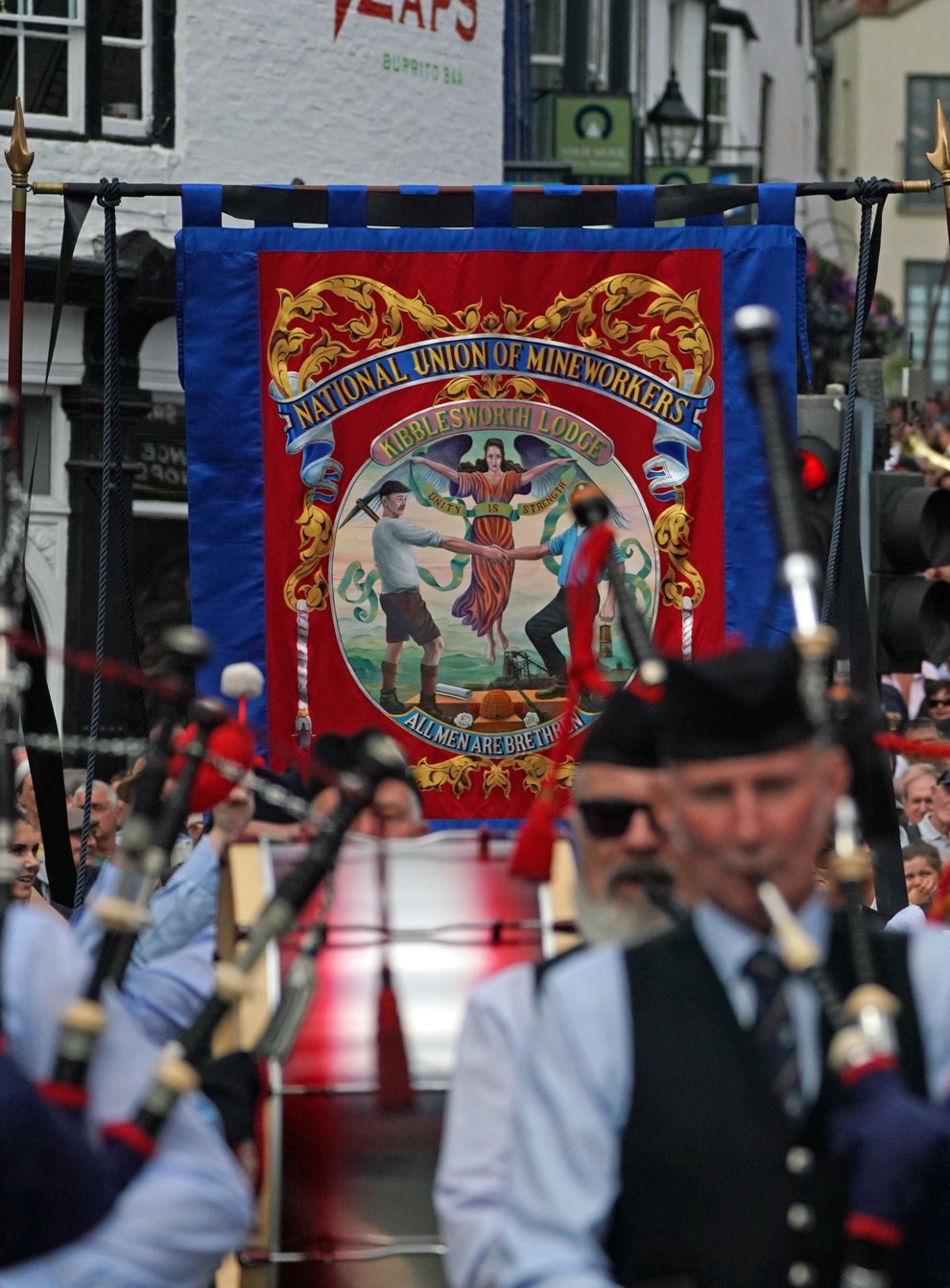 Bands and banner take part in the traditional Durham Miners’ Gala (Owen Humphreys/PA)