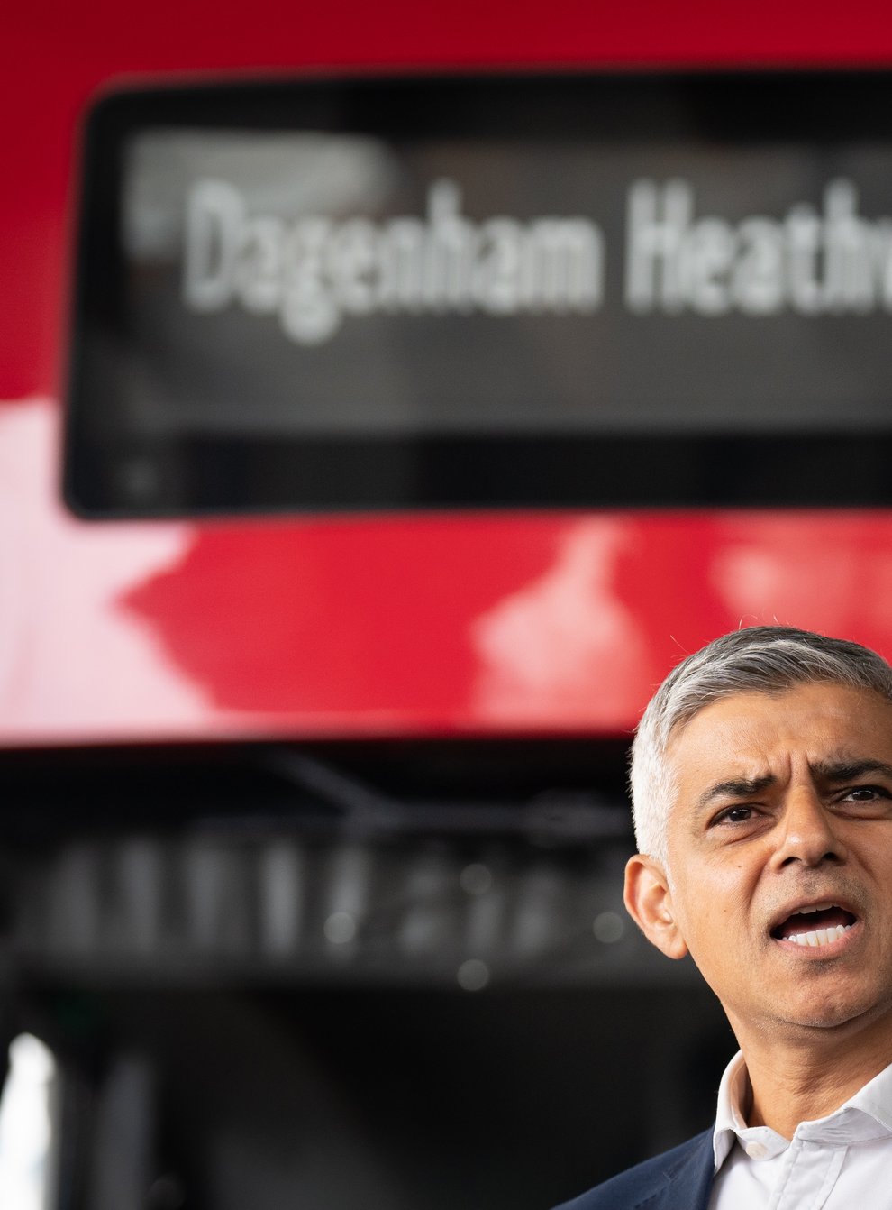 Mayor of London Sadiq Khan speaks to the media at West Ham bus depot in east London (/PA)