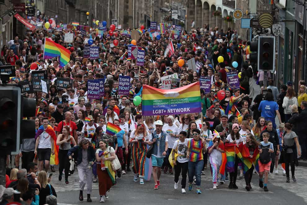 Pride organisers in Edinburgh are expecting less attendees than previous years thanks to ongoing rail strikes (Andrew Milligan/PA)