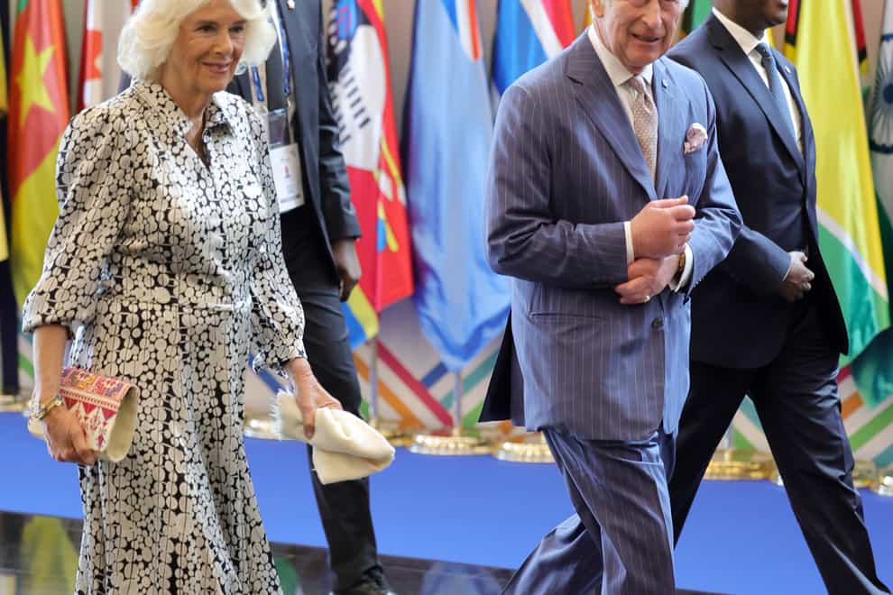 The Prince of Wales and the Duchess of Cornwall attend the Commonwealth Heads of Government Meeting (Chogm) opening ceremony at Kigali Convention Centre, Rwanda (Chris Jackson/PA)