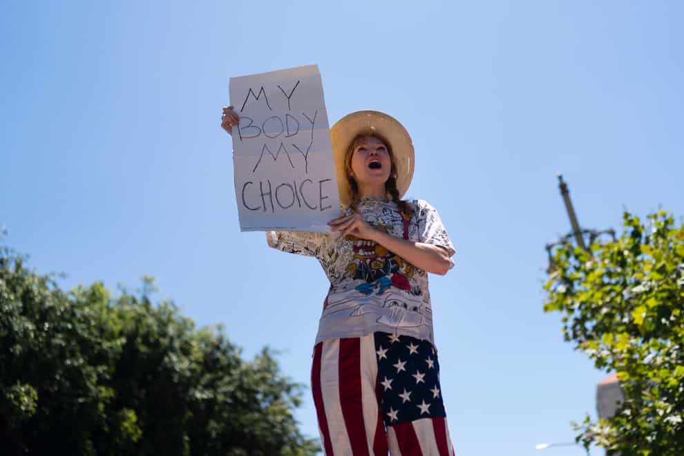 Abortion-rights advocate Eleanor Wells during a protest in Los Angeles, California (Jae C. Hong/AP)