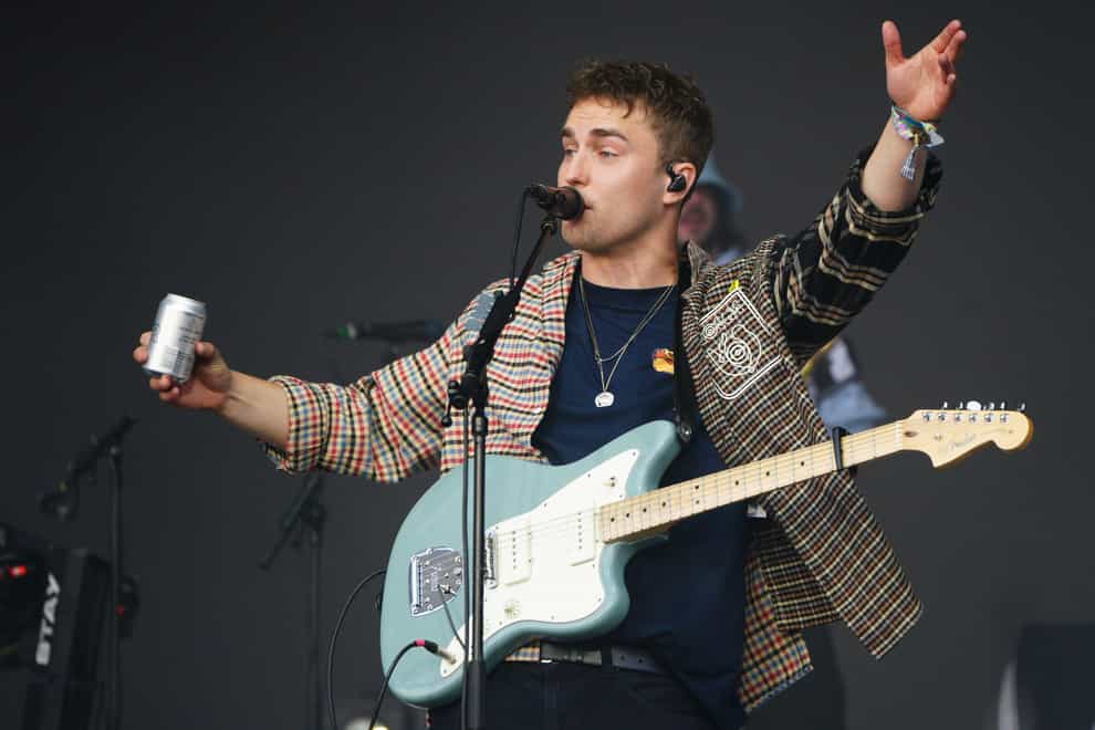 Sam Fender performs on the Pyramid Stage at the Glastonbury Festival (Ben Birchall/PA)