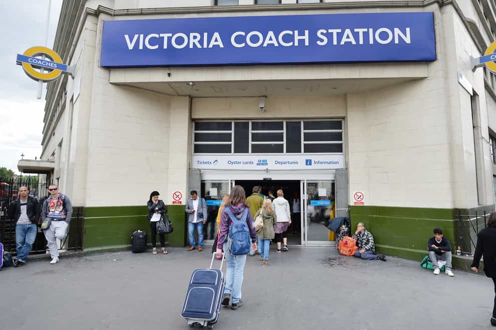 The main entrance to Victoria Coach Station in central London (John Stillwell/PA)