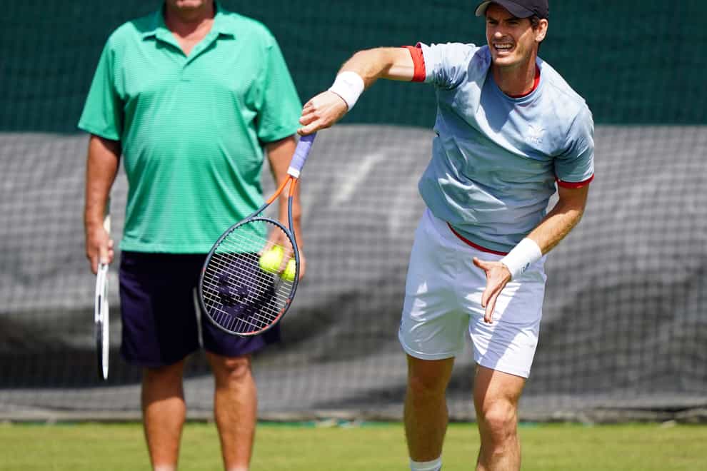 Ivan Lendl (left) watches Andy Murray practise at Wimbledon (Adam Davy/PA)