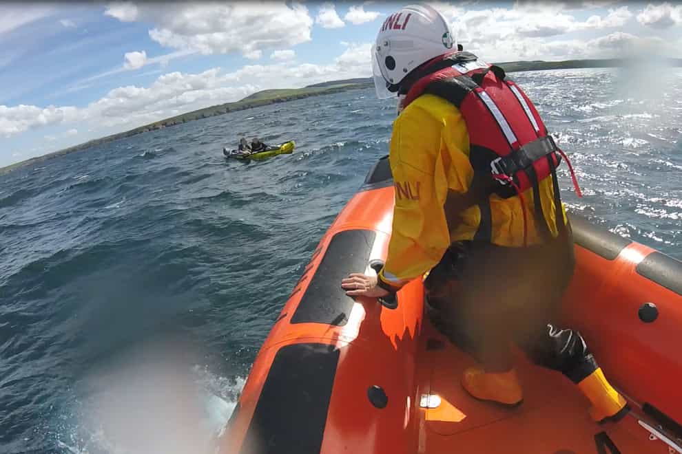 The kayakers were rescued on Saturday (RNLI/PA)