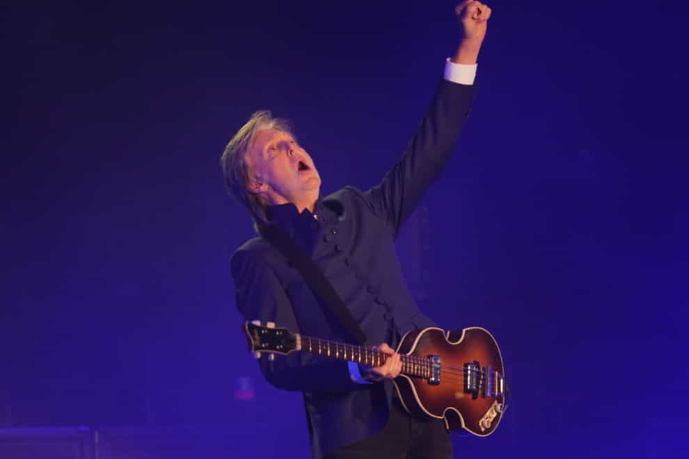 Sir Paul McCartney performing on the Pyramid Stage (Yui Mok/PA)