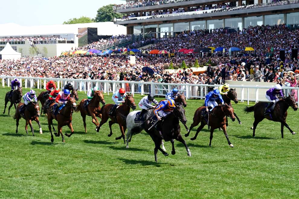 Mawj (all blue, second right) ran a big race in the Albany Stakes (David Davies/PA)