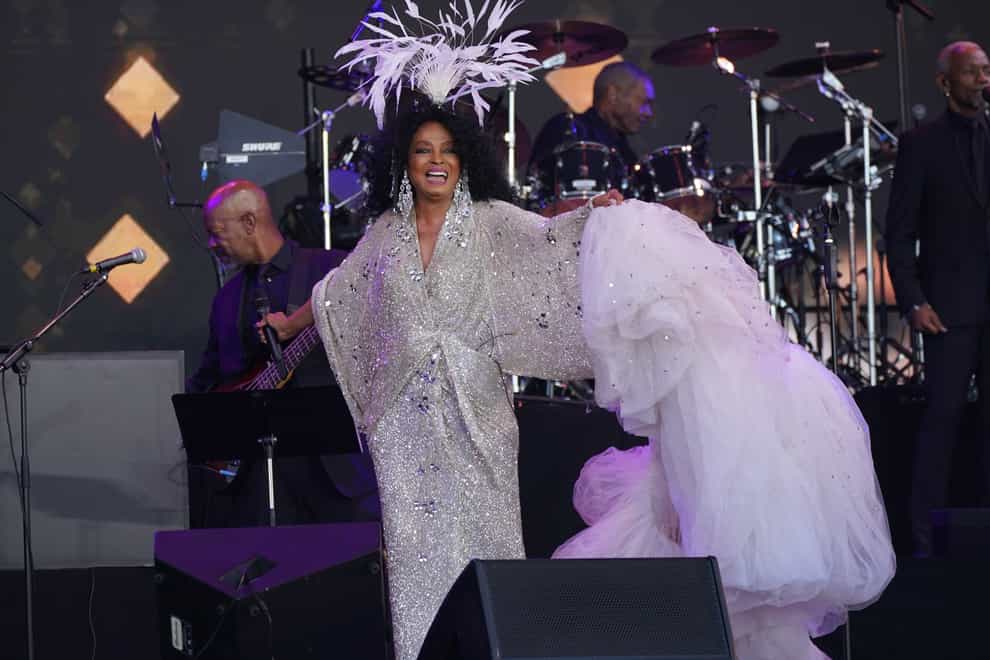 Soul singer Diana Ross fills the Sunday teatime legends slot on the Pyramid Stage during the Glastonbury Festival at Worthy Farm in Somerset. Picture date: Sunday June 26, 2022.