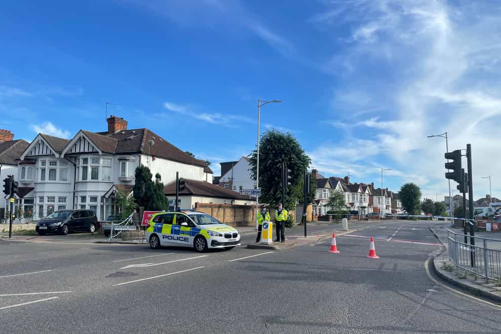A police cordon at the scene in Cranbrook Road, Ilford (Luke O’Reilly/PA)