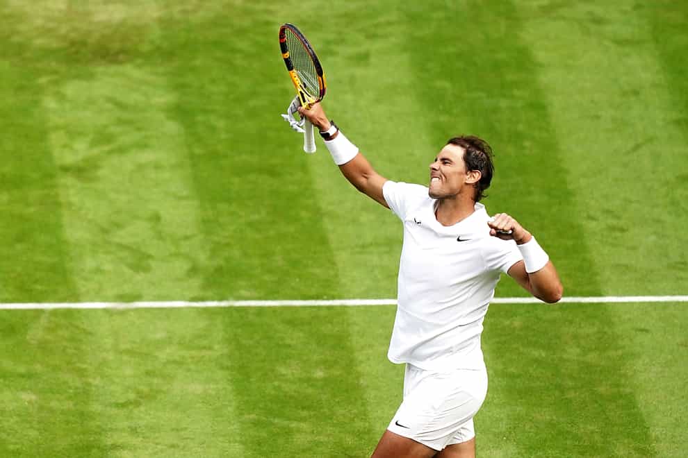 Rafael Nadal celebrates victory against Francisco Cerundolo (Aaron Chown/PA)