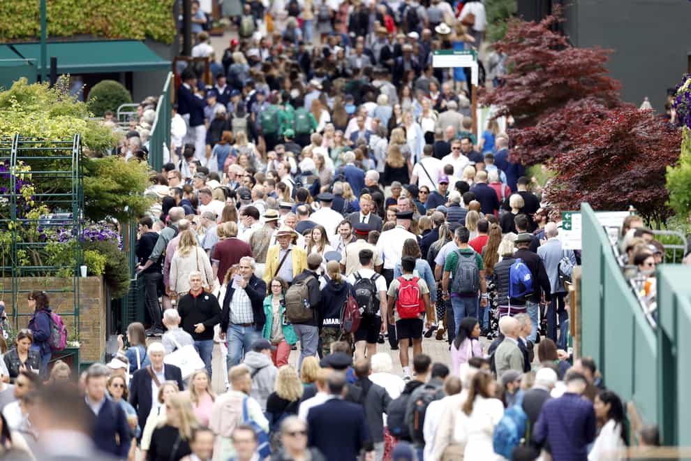 General view of the crowds during day four of the 2022 Wimbledon Championships (Steven Paston/PA)