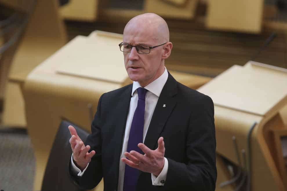 Deputy First Minister John Swinney will cover Kate Forbes’ maternity leave which is due to start in July (Fraser Bremner/Daily Mail/PA)