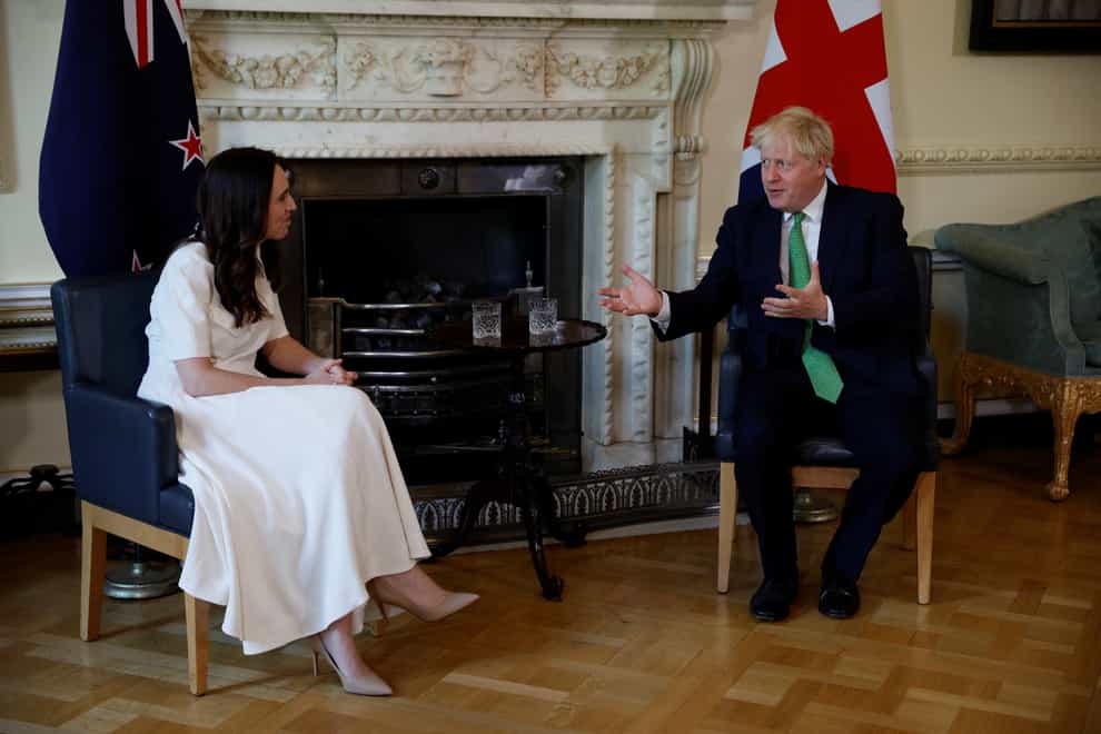 Prime Minister Boris Johnson with Prime Minister of New Zealand Jacinda Ardern, ahead of talks at Downing Street, London (John Sibley/PA)