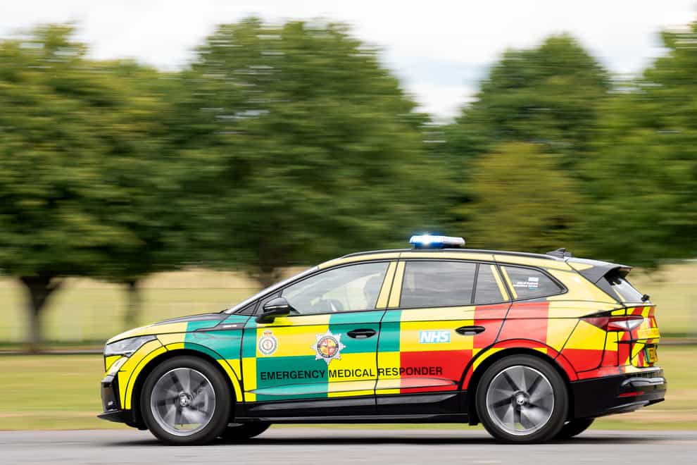 One of the new electric rapid response vehicles, the Skoda Enyaq iV 80x, which is being trialled by the East of England Ambulance Service NHS Trust across the region. (Joe Giddens/ PA)