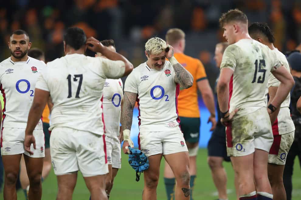 England players react following their loss (Gary Day/AP)