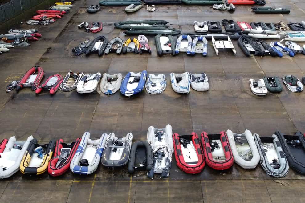 A warehouse facility in Dover, Kent, for boats used by people thought to be migrants. Traffickers have concocted a Europe-wide operation to smuggle migrants in dinghies across the Channel to the UK, according to the National Crime Agency (Gareth Fuller/PA)