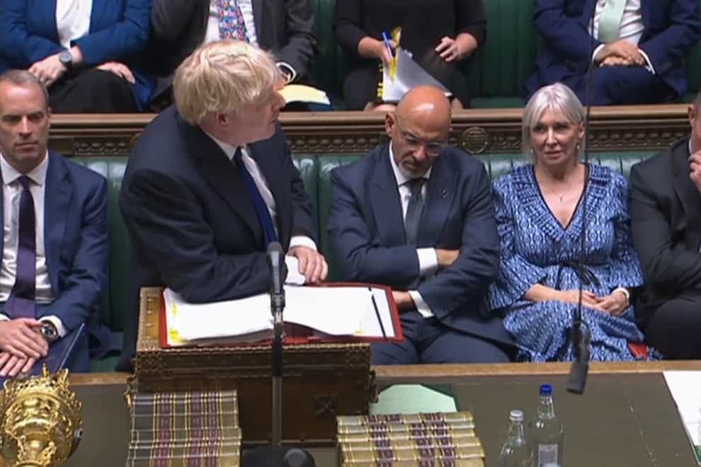 Prime Minister Boris Johnson speaks during Prime Minister’s Questions in the House of Commons, London. Picture date: Wednesday July 6, 2022.