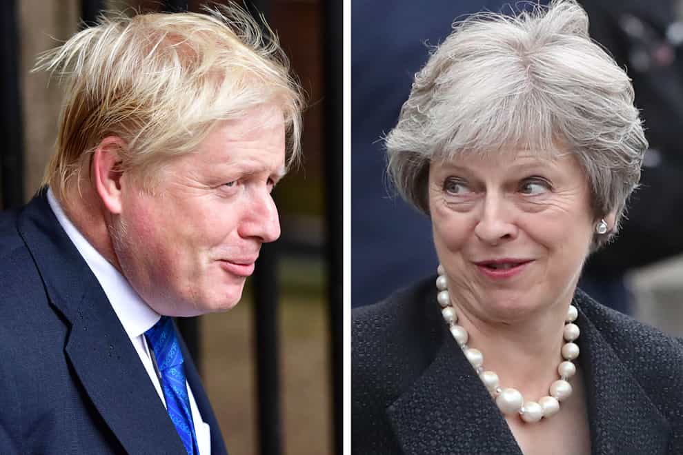 File photos of Boris Johnson and Theresa May (PA)