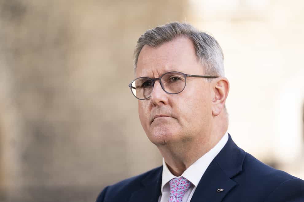 DUP leader Sir Jeffrey Donaldson said the removal of the Northern Ireland Protocol must be a priority for the next Conservative leader and Prime Minister (PA)