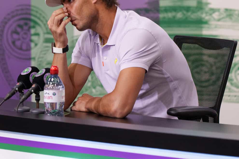 Rafael Nadal announced he had withdrawn from Wimbledon during a press conference on Thursday night (Joe Toth/PA)