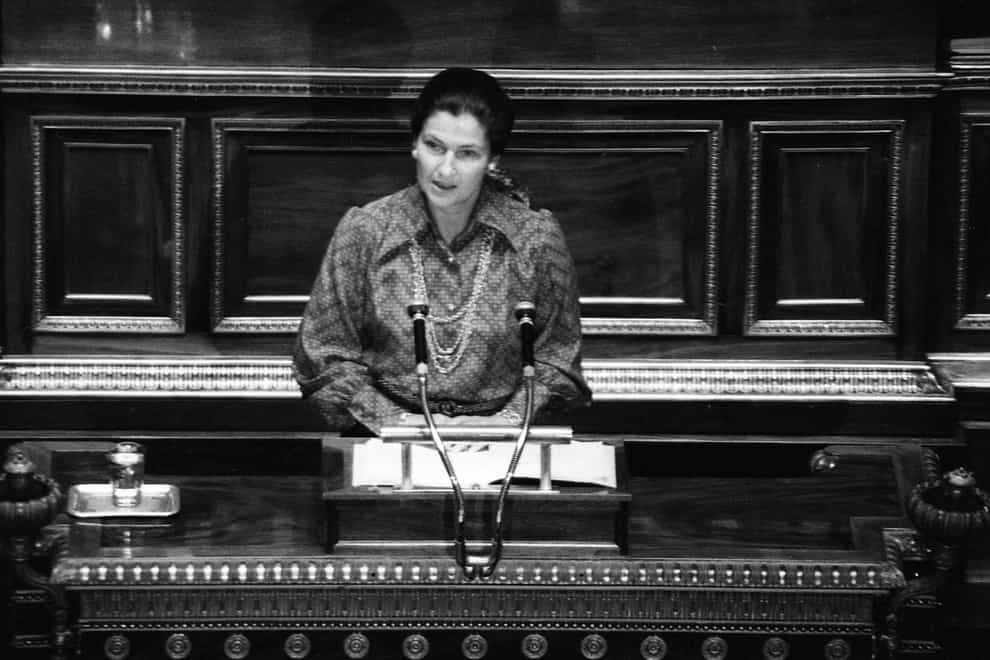 Simone Veil, then the French health minister, speaks about abortion law at the National in December 1974 (Eustache Cardenas/AP)