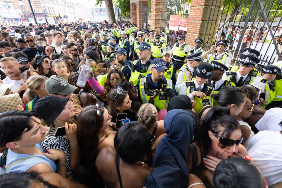 Large crowds formed outside the music event (James Manning/PA)