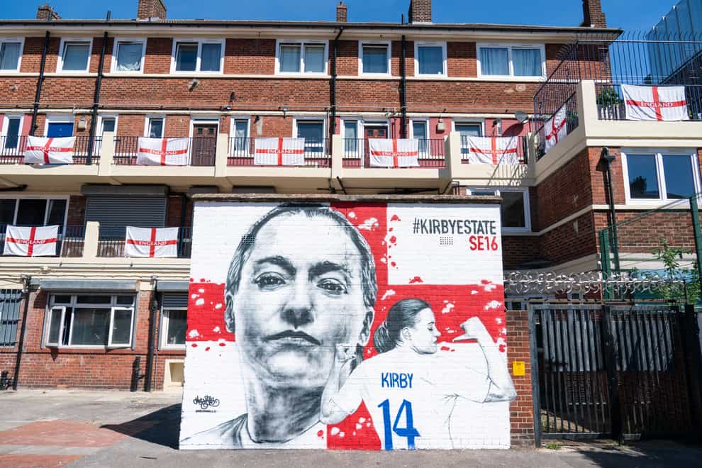 The mural of England footballer Fran Kirby (Dominic Lipiski/PA)