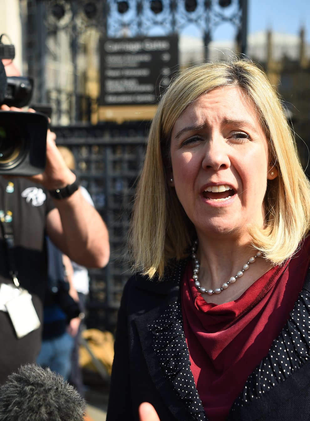 Andrea Jenkyns MP speaking to media at Westminster, London. Ms Jenkyns was caught on camera appearing to make a rude gesture while entering Downing Street. The Tory MP made the sign with her hand as she walked through the black gates, prior to being named education minister (Kirsty O’Connor/PA)