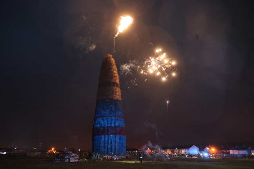 Hundreds of bonfires have been lit across Northern Ireland to begin celebrations of the Twelfth of July, the main date in the Protestant loyal order parading season (Liam McBurney/PA)
