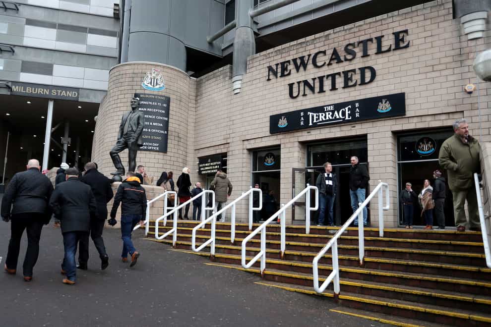 Rail seating is to be installed at Newcastle’s St James’ Park home this summer (Richard Sellers/PA)