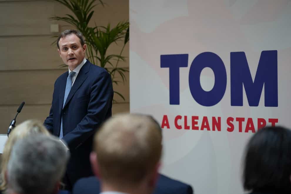 Tom Tugendhat speaking at the launch of his campaign to be Conservative Party leader and Prime Minister, at 4 Millbank, London. Picture date: Tuesday July 12, 2022.