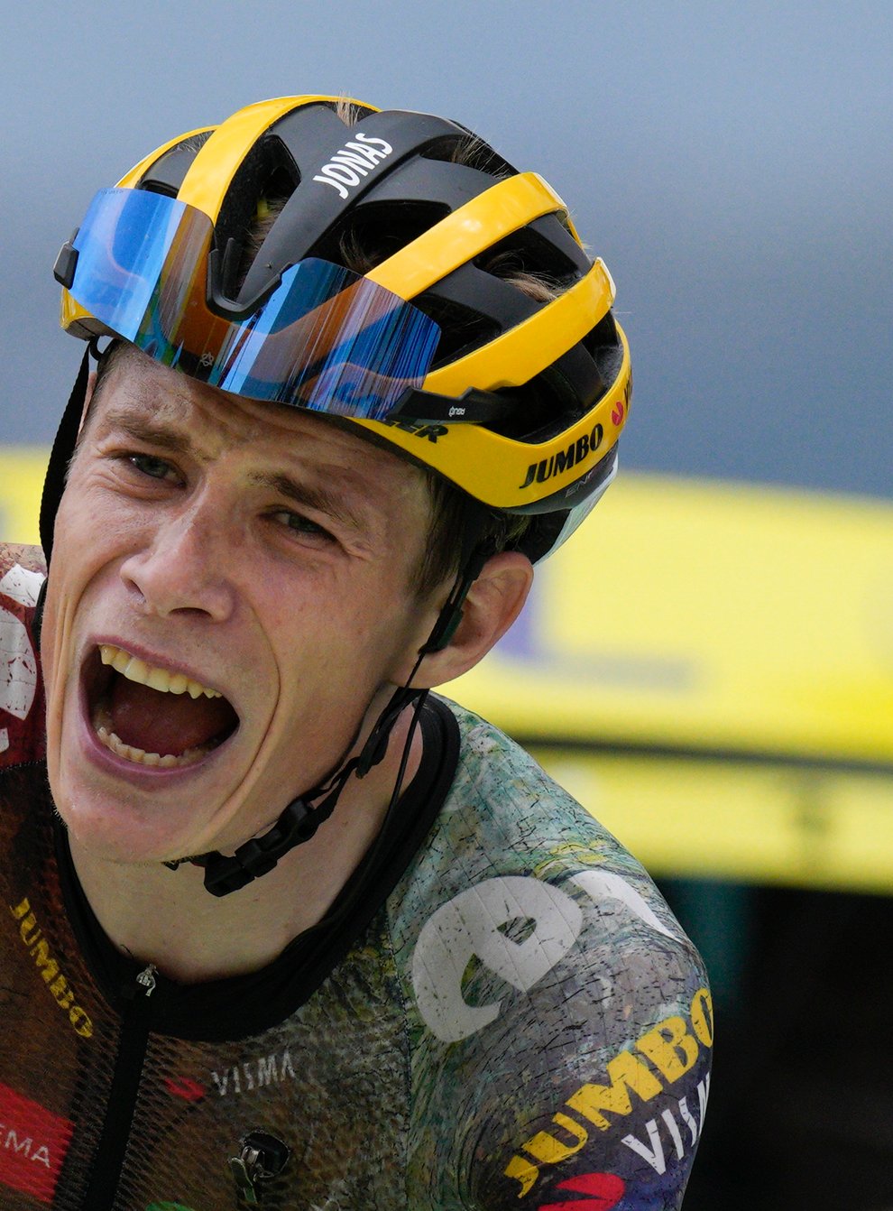Jonas Vingegaard took a superb stage win to move into the yellow jersey (Daniel Cole/AP)