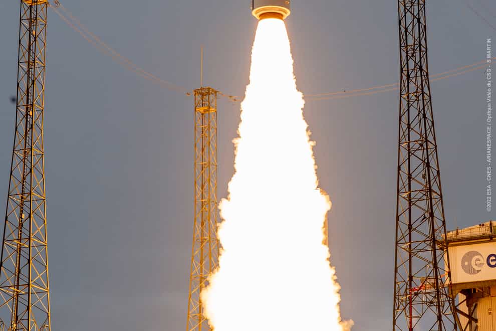 The Vega-C rocket lifts off from its launchpad at the Kourou space base, French Guiana (S Martin/ESA via AP)