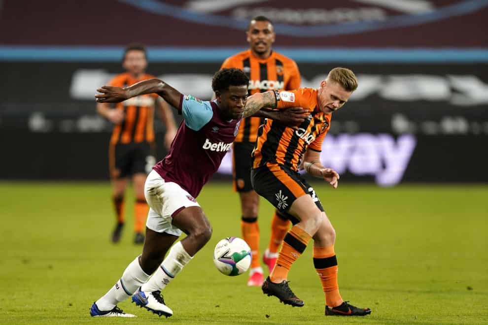 Aji Alese, left, made his West Ham debut against Hull (Will Oliver/PA)