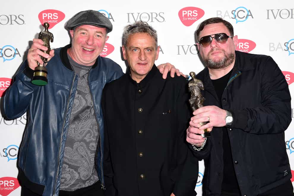 Paul Ryder with Mark Day and Shaun Ryder of The Happy Mondays (Ian West/PA)