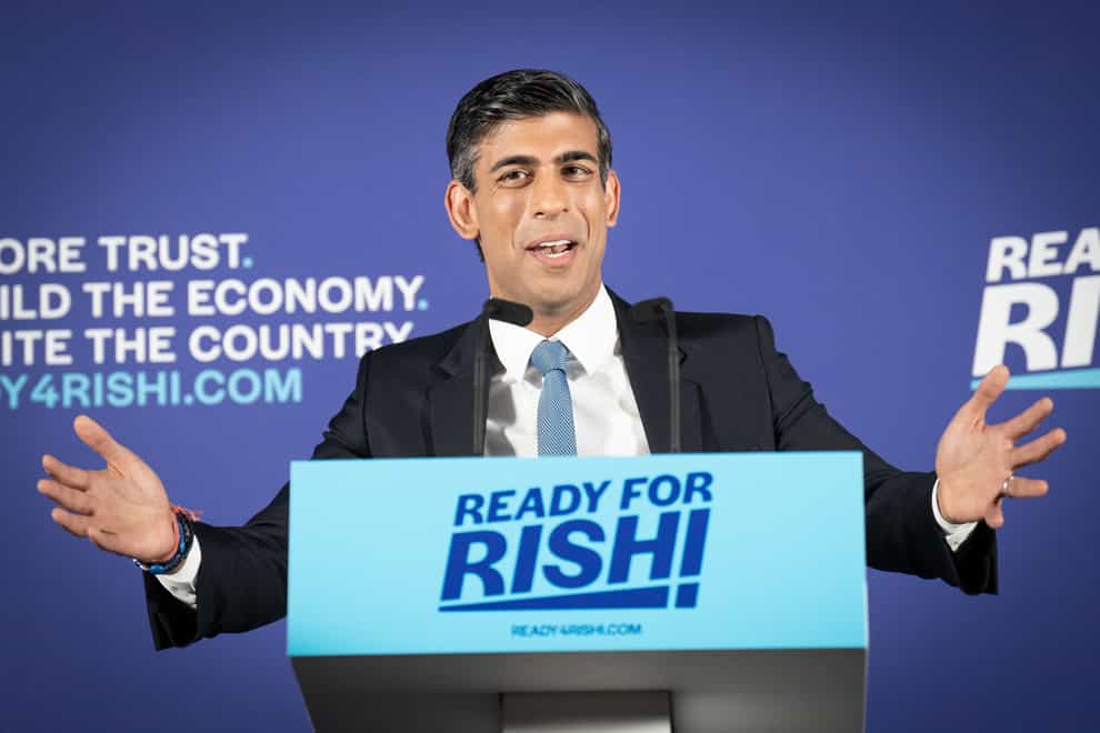 Rishi Sunak at the launch of his campaign to be Conservative Party leader (PA)